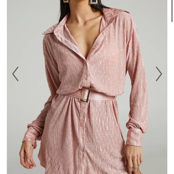 Showpo ROSAMUND MINI DRESS - PLISSÉ SHIRT DRESS IN DUSTY PINK
Size 10 - Picture 6 of 6